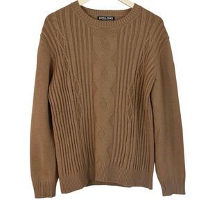 PJ Paul Jones argyle knit crewneck sweater tan large